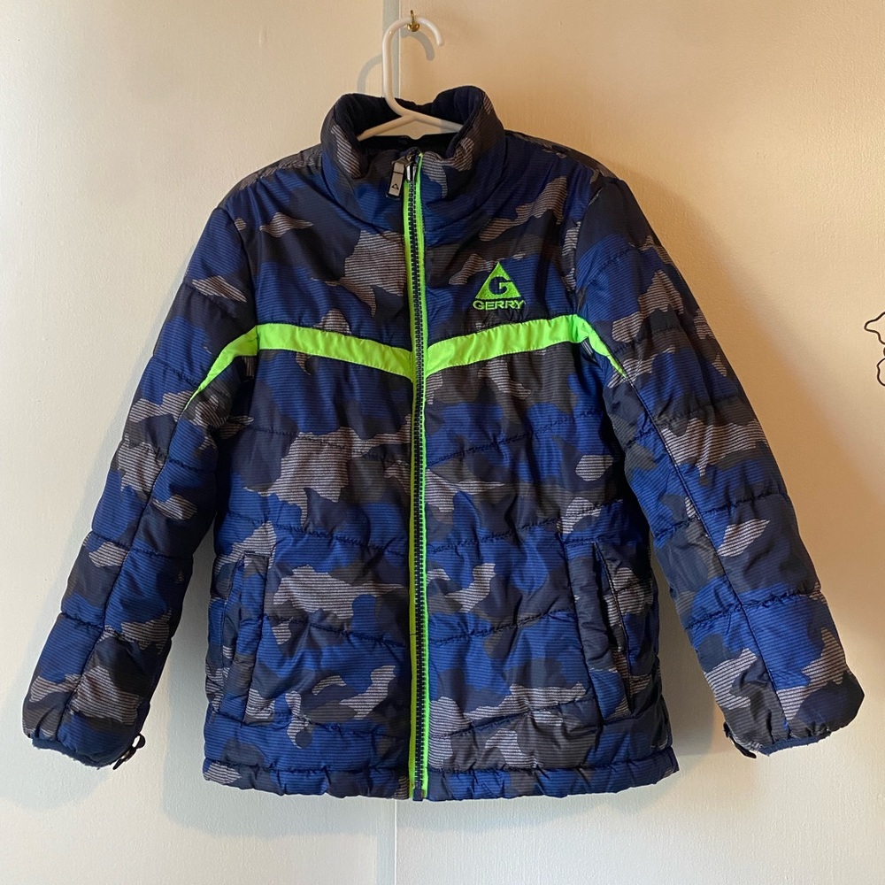 Gerry Blue Green Camo Jacket Zip Up Coat Size 5/6 Boys Childrens Kids